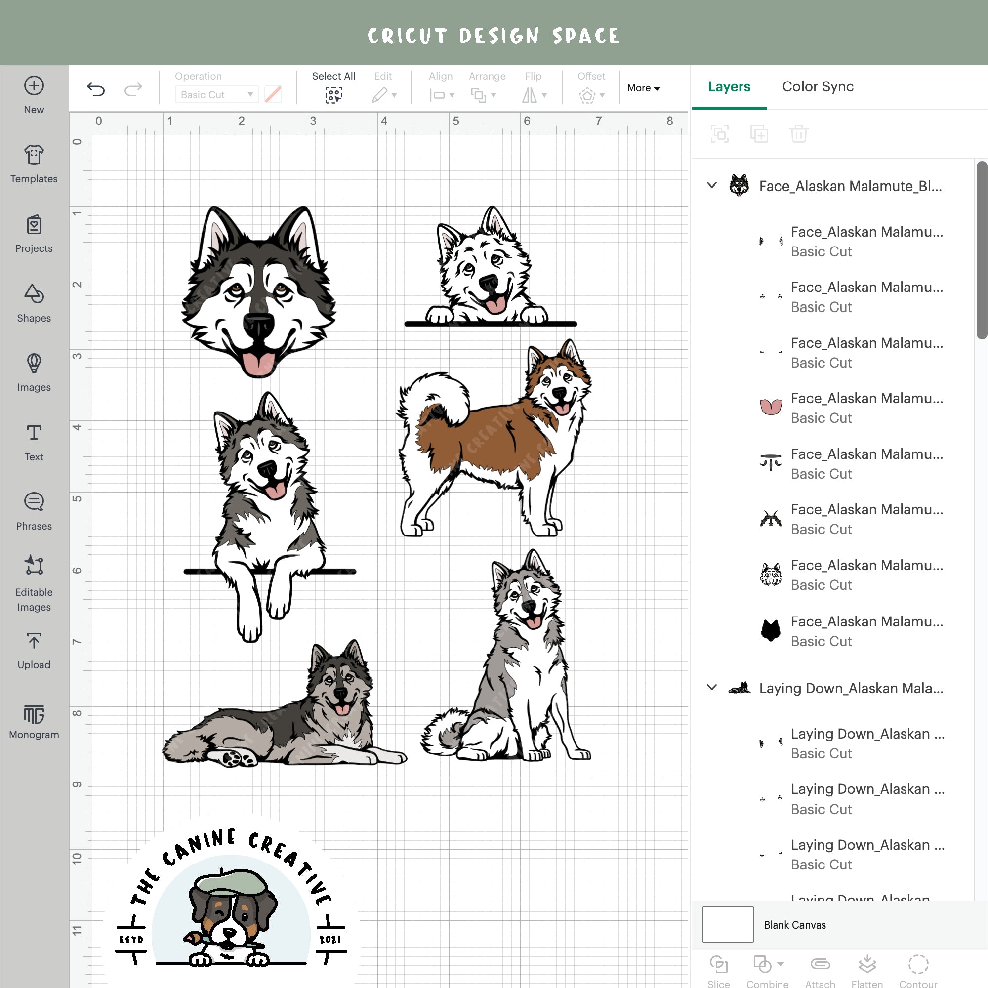 Screenshot showing design layers inside Cricut Design Space.